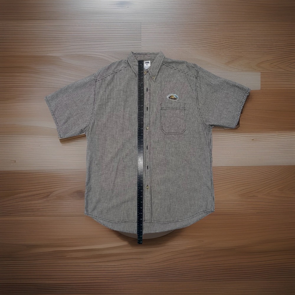 Vtg Jacksonville Jaguars Shirt Men's Large Black White Check Button Down Sz. XL